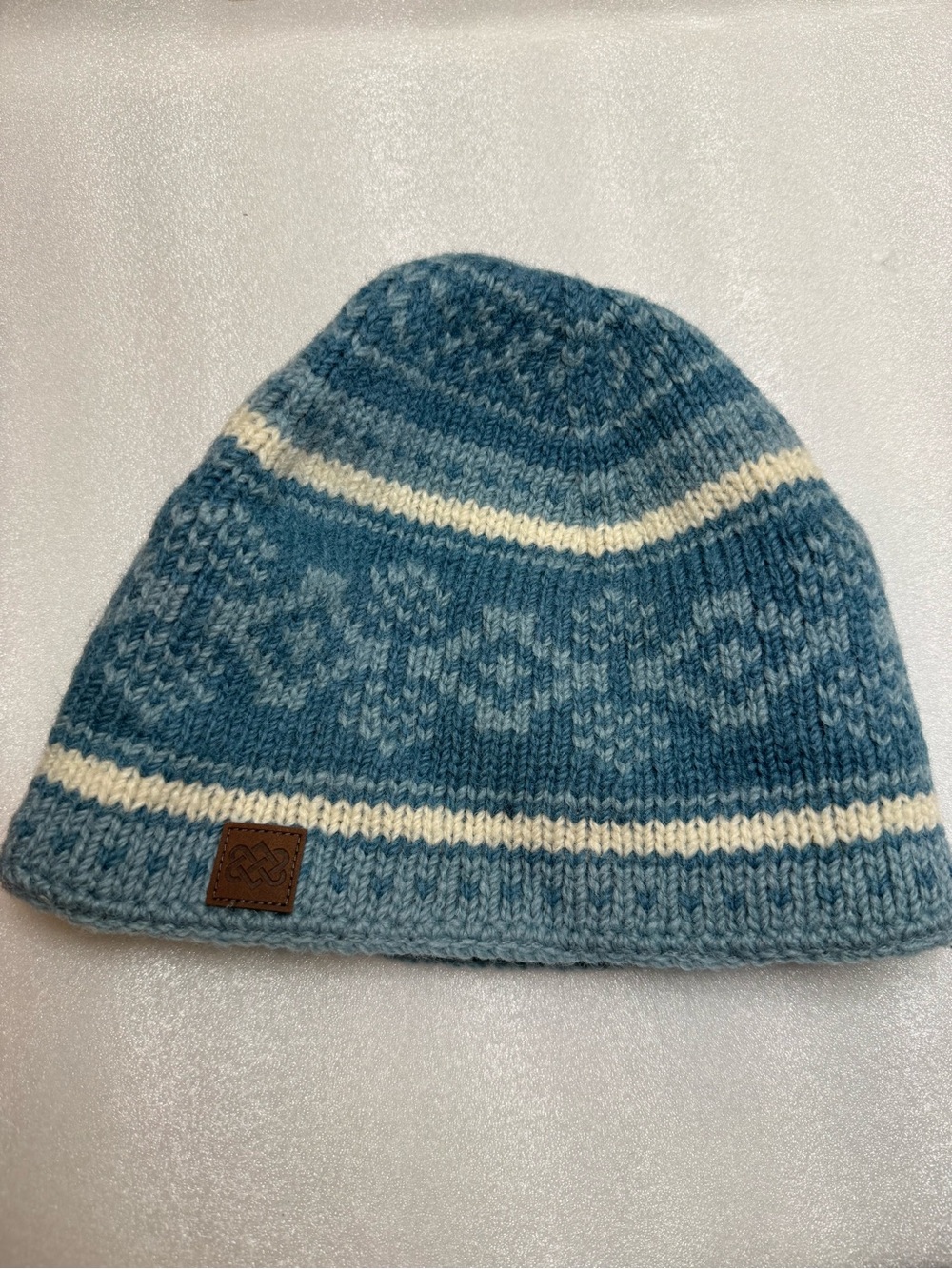 Sherpa Adventure Gear Blue Fair Isle Wool Fleece Lined Beanie Hat Nepal